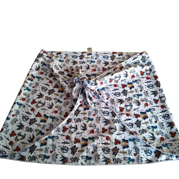 Jimmi Swim Women's Small Bikini Set Cover Up/Scrunchies Skulls Birds Roses NEW - Picture 7 of 12